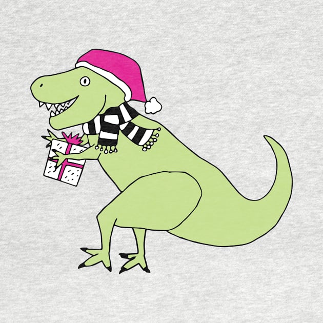 Pink Christmas T-Rex by Jacqueline Hurd